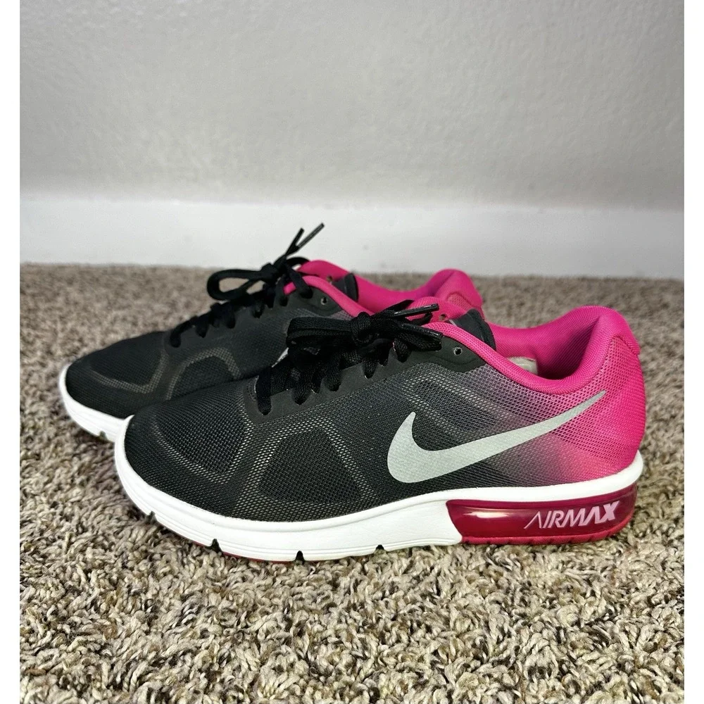 Nike Air Max Women's Size 7 Sequent Black Pink 719916-006 Shoes Sneakers